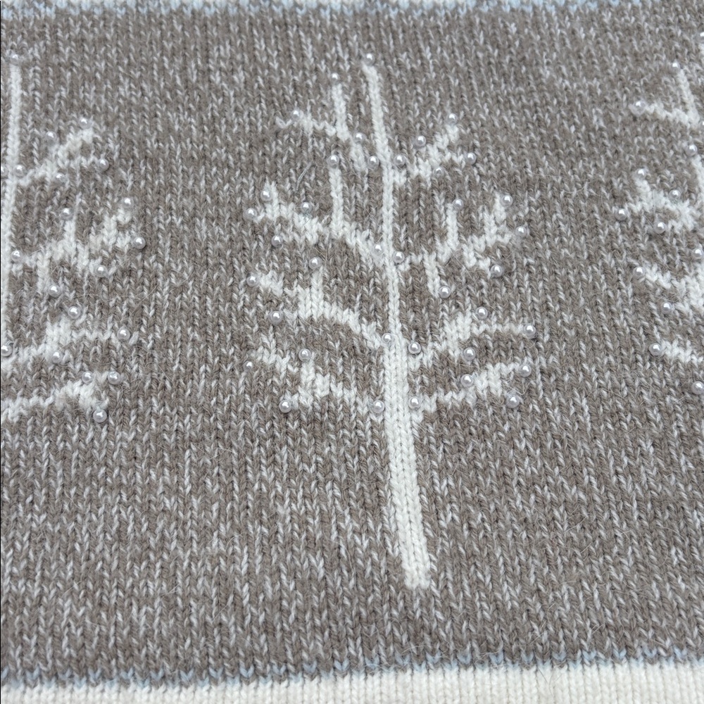 TanJay Cream Knit winter scene vest size M - Picture 6 of 8